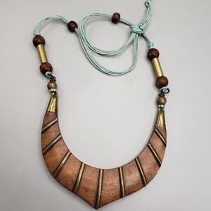 Wood with Brass Details Statement Boho Tribal